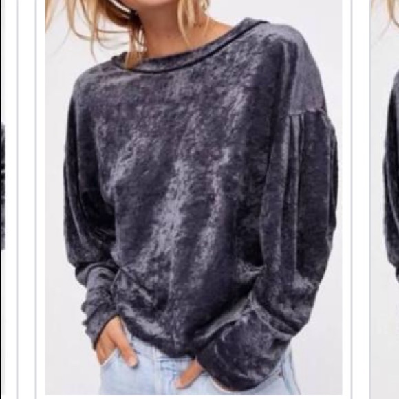 ⭐️ WE THE FREE By Free People Milan Gray Crushed Velvet Top MEDIUM - Picture 2 of 10